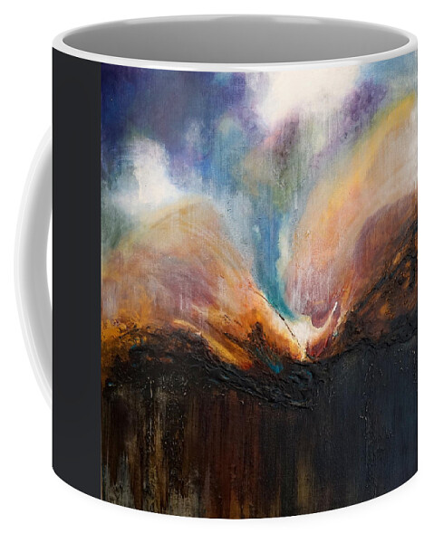 Abstract Coffee Mug featuring the painting Oceans Apart by Theresa Marie Johnson