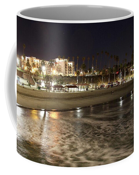 Lights Coffee Mug featuring the photograph Oceanside Night by Suzanne Oesterling