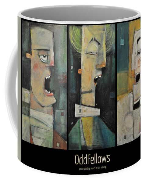 Men Coffee Mug featuring the painting Odd Fellows Triptych by Tim Nyberg