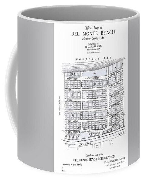 Official Map Coffee Mug featuring the photograph Official Map of Del Monte Beach 1917 by Monterey County Historical Society