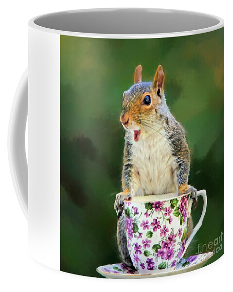 Squirrel Coffee Mug featuring the mixed media Oh Happy Day by Tina LeCour