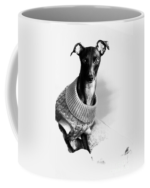 Editorial Coffee Mug featuring the photograph Oh Those Eyes Black and White 4 by Angela Rath