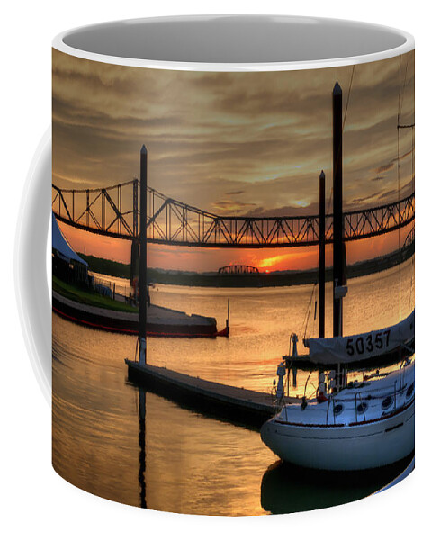 Hdr Image Coffee Mug featuring the photograph Ohio River Sailing by Deborah Klubertanz