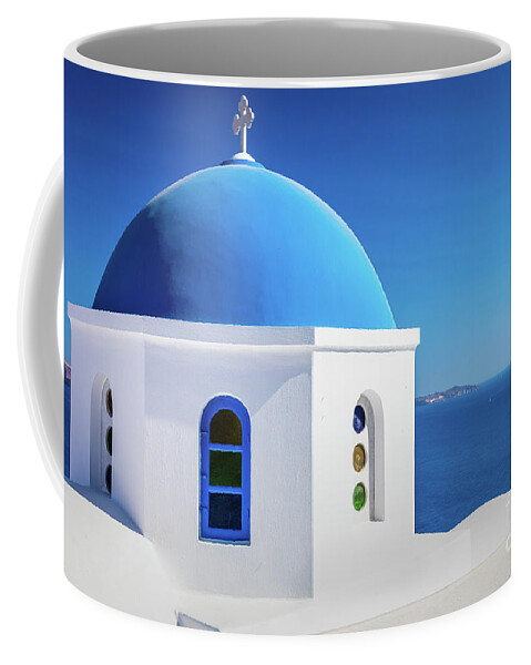 Aegean Sea Coffee Mug featuring the photograph Oia Chapel by Inge Johnsson