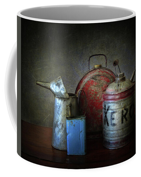 Blue Coffee Mug featuring the photograph Oil and Kerosene Cans by David and Carol Kelly