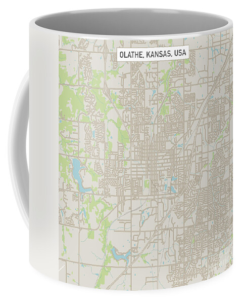 Olathe Coffee Mug featuring the digital art Olathe Kansas US City Street Map by Frank Ramspott
