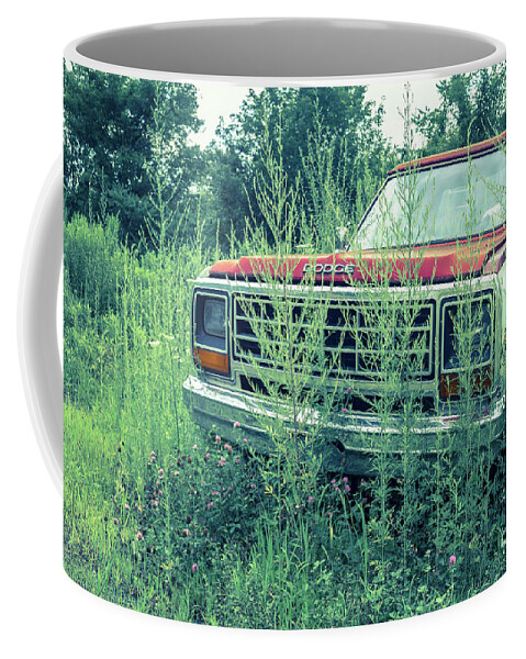 White River Junction Coffee Mug featuring the photograph Old Abandoned Pickup Truck in the Weeds by Edward Fielding