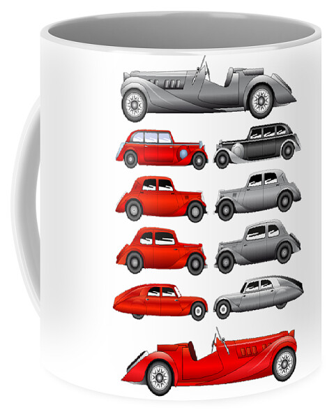 Car Coffee Mug featuring the digital art Old Cars by Michal Boubin