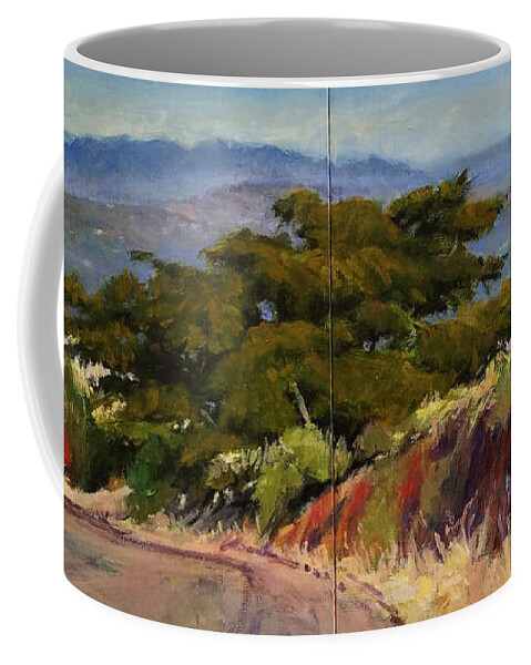 Landscape Painting Coffee Mug featuring the painting Old Cypress near Temecula by Peter Salwen