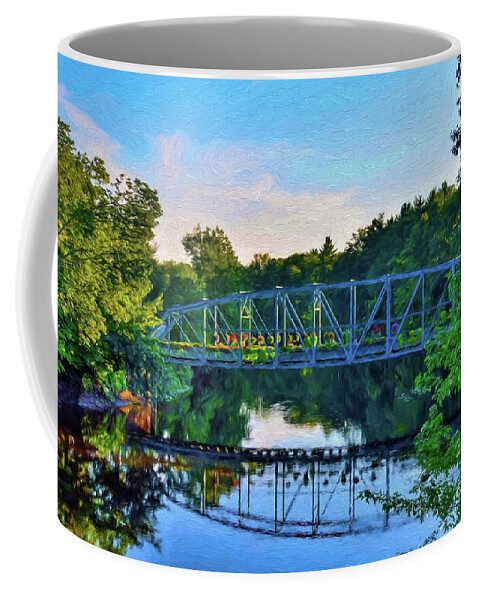 Oil Painting Effect Coffee Mug featuring the photograph Simsbury Flower Bridge 2 by Lorraine Cosgrove