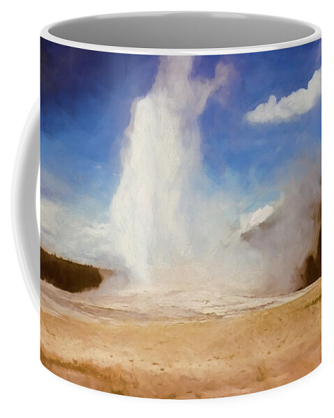  Coffee Mug featuring the digital art Old Faithful Vintage 5 by Cathy Anderson