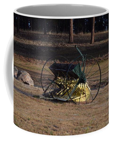 Green Coffee Mug featuring the photograph Old Farm Implement Lake George CO #1 by Margarethe Binkley