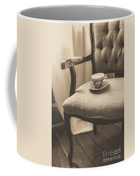 Cottage Coffee Mug featuring the photograph Old Friend China Tea Up on Chair by Edward Fielding