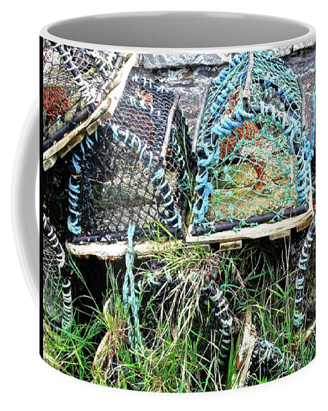 Lobster Pots Coffee Mug featuring the photograph Old lobster pots by Stephanie Moore