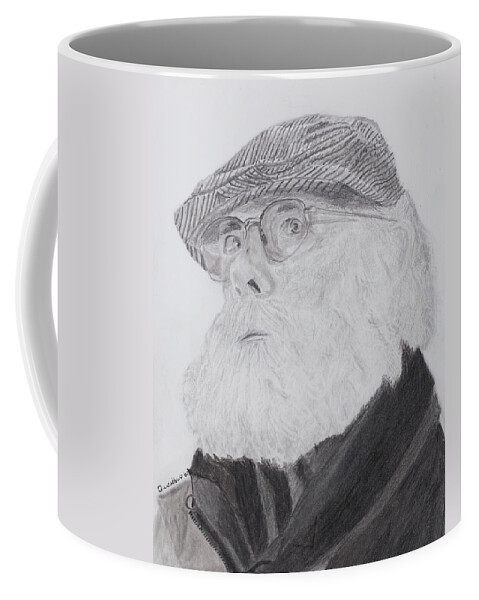 Portrait Coffee Mug featuring the drawing Old Man With Beard by Quwatha Valentine