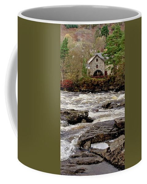 Old Mill Coffee Mug featuring the photograph Old Mill at Dochart waterfalls by Elena Perelman