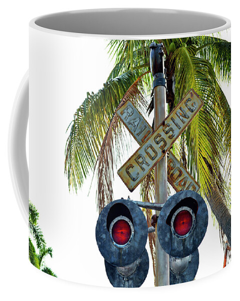Tri Coffee Mug featuring the photograph Old Railroad Crossing Sign by Ken Figurski