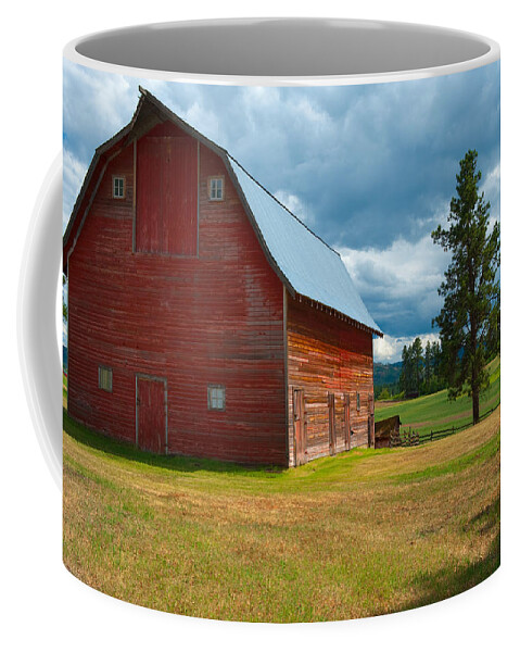 Barn Coffee Mug featuring the photograph Old Red Big Sky Barn by Sandra Bronstein