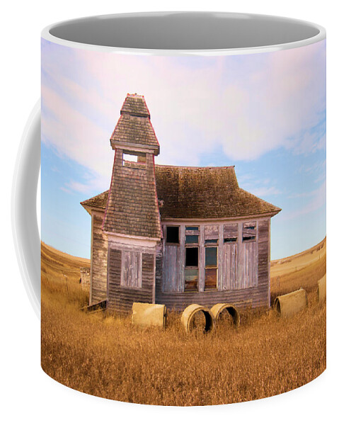Old Coffee Mug featuring the photograph Old School House in North Dakota by Jeff Swan