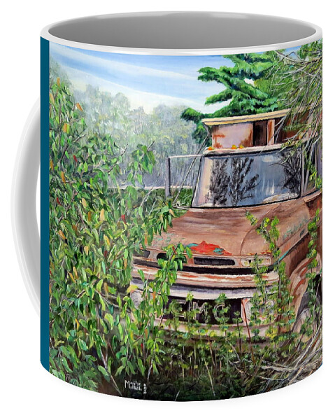 Old Truck Coffee Mug featuring the painting Old truck rusting by Marilyn McNish