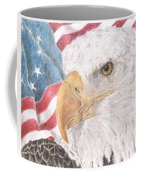 Eagle Coffee Mug featuring the drawing Old Values by Pris Hardy