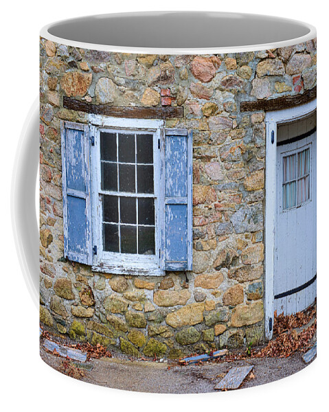 Paul Ward Coffee Mug featuring the photograph Old Village Door and Window with Blue Shutters by Paul Ward