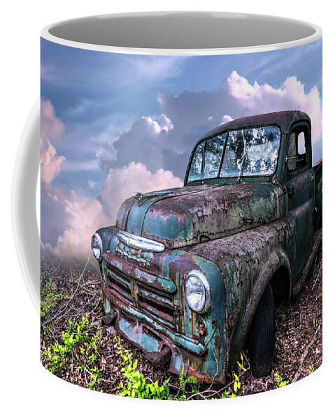 1940s Coffee Mug featuring the photograph Old Vintage Dodge Truck in Soft Summer Sunset Tones by Debra and Dave Vanderlaan