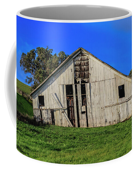 Barn Coffee Mug featuring the photograph Old White Barn by Bruce Bottomley