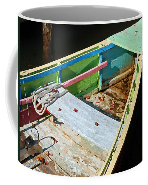 Pelican Coffee Mug featuring the digital art Old Work Boat by Michael Thomas