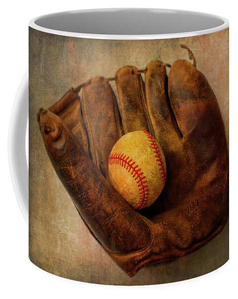 Mitts Coffee Mug featuring the photograph Old Worn Ball And Mitt by Garry Gay