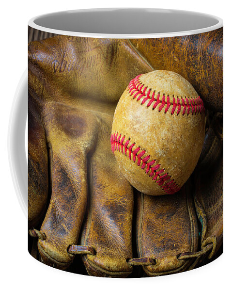 Mitts Coffee Mug featuring the photograph Old Worn Ball Mitt by Garry Gay