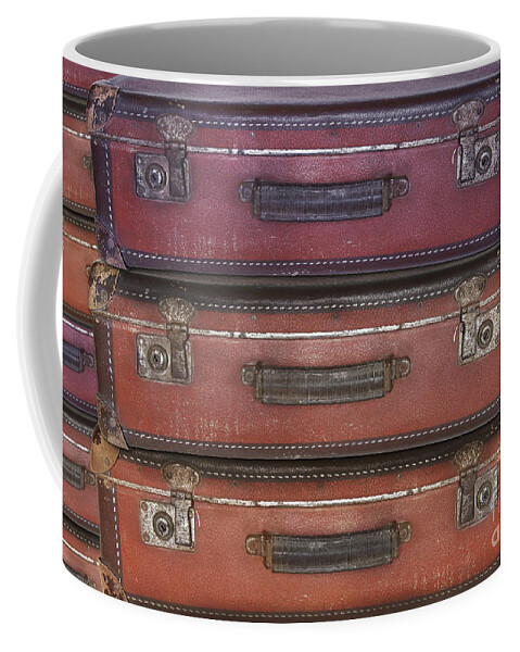 Evacuation Coffee Mug featuring the photograph Old worn travel suitcases - travel, migration, evacuation by Michal Boubin