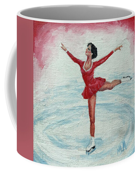 Red Coffee Mug featuring the painting Olympic Figure Skater by ML McCormick