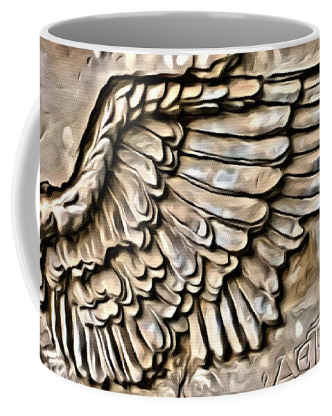Angels Coffee Mug featuring the painting On Angels Wings by Marian Lonzetta