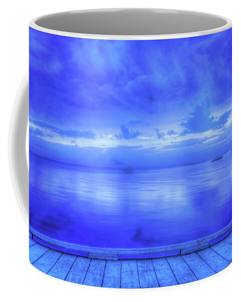 On The Dock Stormy Eve Coffee Mug featuring the digital art On the Dock Stormy Eve by Randy Steele
