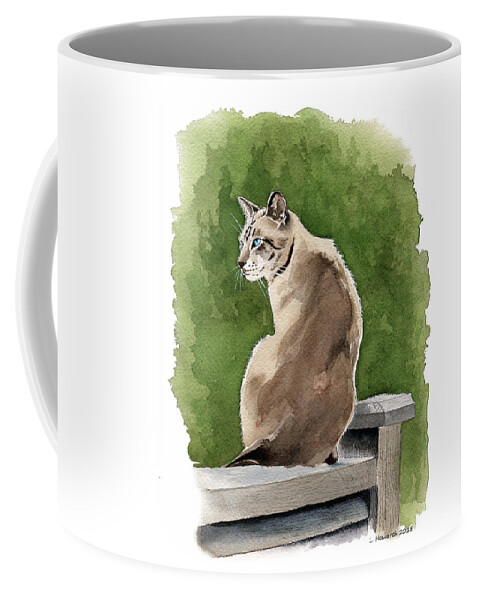 Cat Coffee Mug featuring the painting On The Fence by Louise Howarth