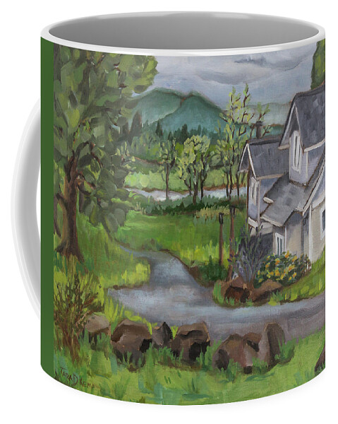 Mckenzie Coffee Mug featuring the painting On the McKenzie by Tara D Kemp