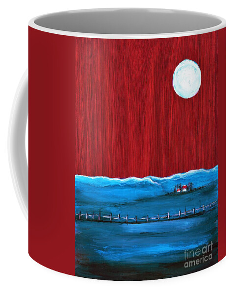 #art #acrylic #artist #beautiful #bestseller #colorful #colors #fineart #followart #greenliving #loveart #interiordesign #landscape #landscapepainting #luxuryart #modernart #nature #natureaddict #ontheroad #painting #sustainable #texas #wood Coffee Mug featuring the painting Once in a Blue Moon by Allison Constantino