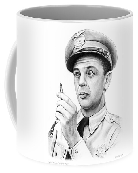Barney Fife Coffee Mug featuring the drawing One Bullet Fife by Greg Joens
