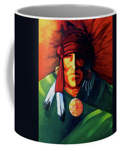Contemporary Native American Art Coffee Mug featuring the painting One Eye by Lance Headlee