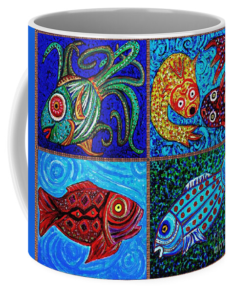 Fish Coffee Mug featuring the painting One Fish Two Fish by Sarah Loft