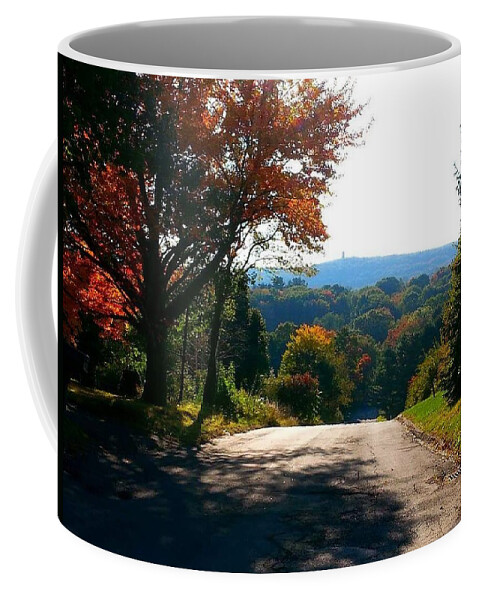 Autumn Coffee Mug featuring the photograph One Mountaintop to Another by Dani McEvoy