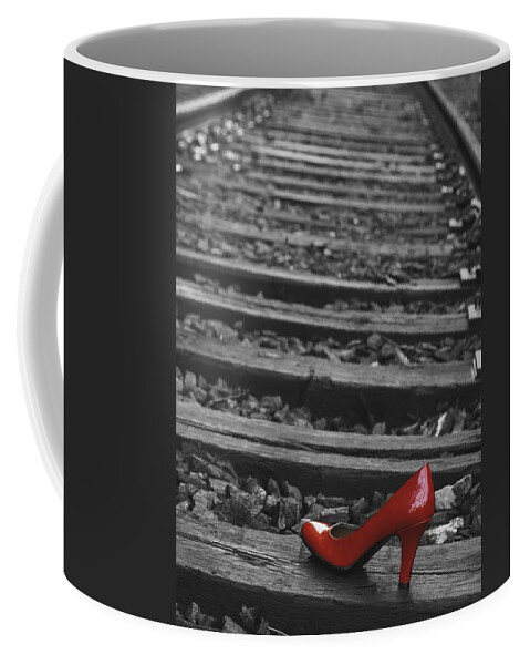 Red Woman's Shoe Coffee Mug featuring the photograph One Red Shoe by Patrice Zinck