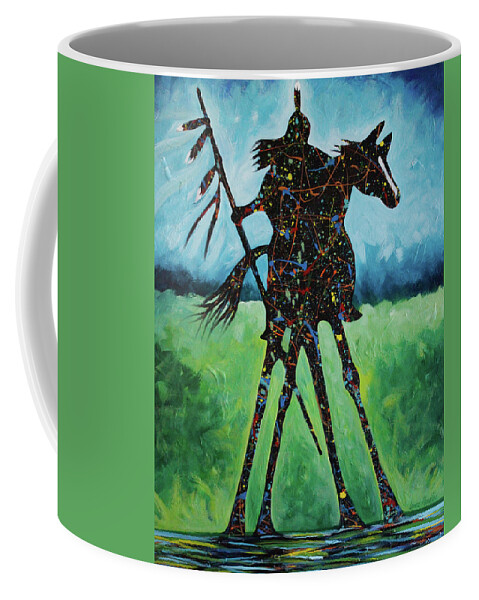 Colorful Coffee Mug featuring the painting One Warrior by Lance Headlee