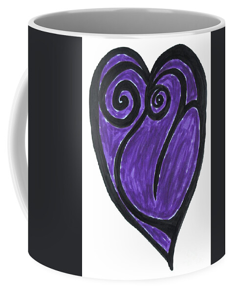 Purple Coffee Mug featuring the drawing Open Heart Love by Mars Besso