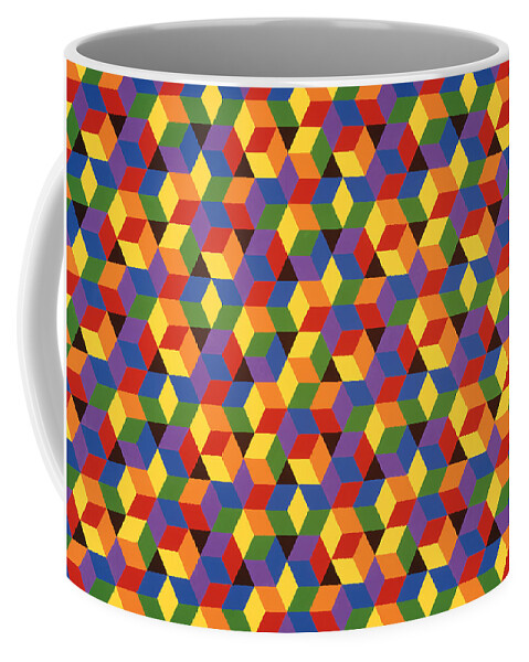 Abstract Coffee Mug featuring the painting Open Hexagonal Lattice I by Janet Hansen