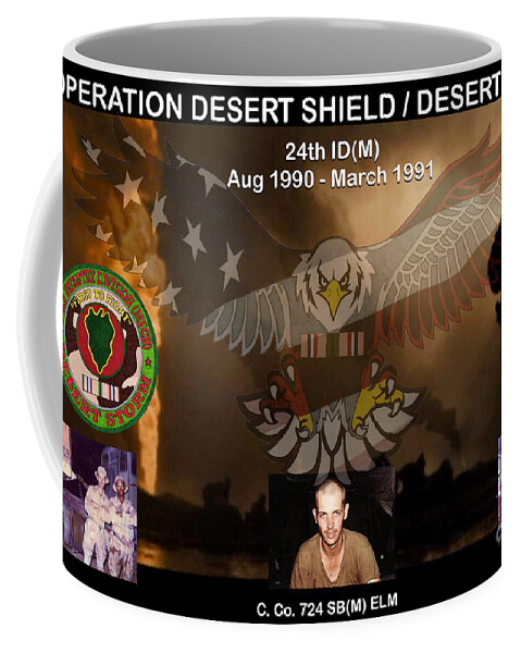 Desert Coffee Mug featuring the mixed media Operation Desert Shield/Storm by Bill Richards