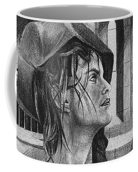 Ophelia Coffee Mug featuring the drawing Ophelia by Yvonne Wright