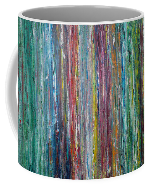 Derek Kaplan Art Coffee Mug featuring the painting Opt.82.15 The Emerald Forest by Derek Kaplan