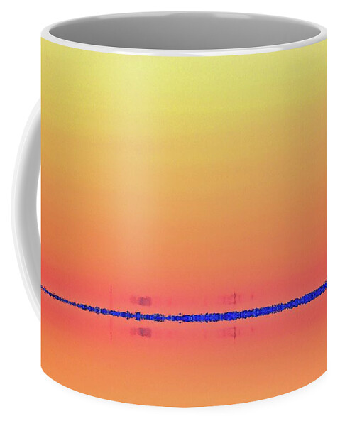 Abstract Coffee Mug featuring the digital art Orange And Blue Morning 3 by Lyle Crump